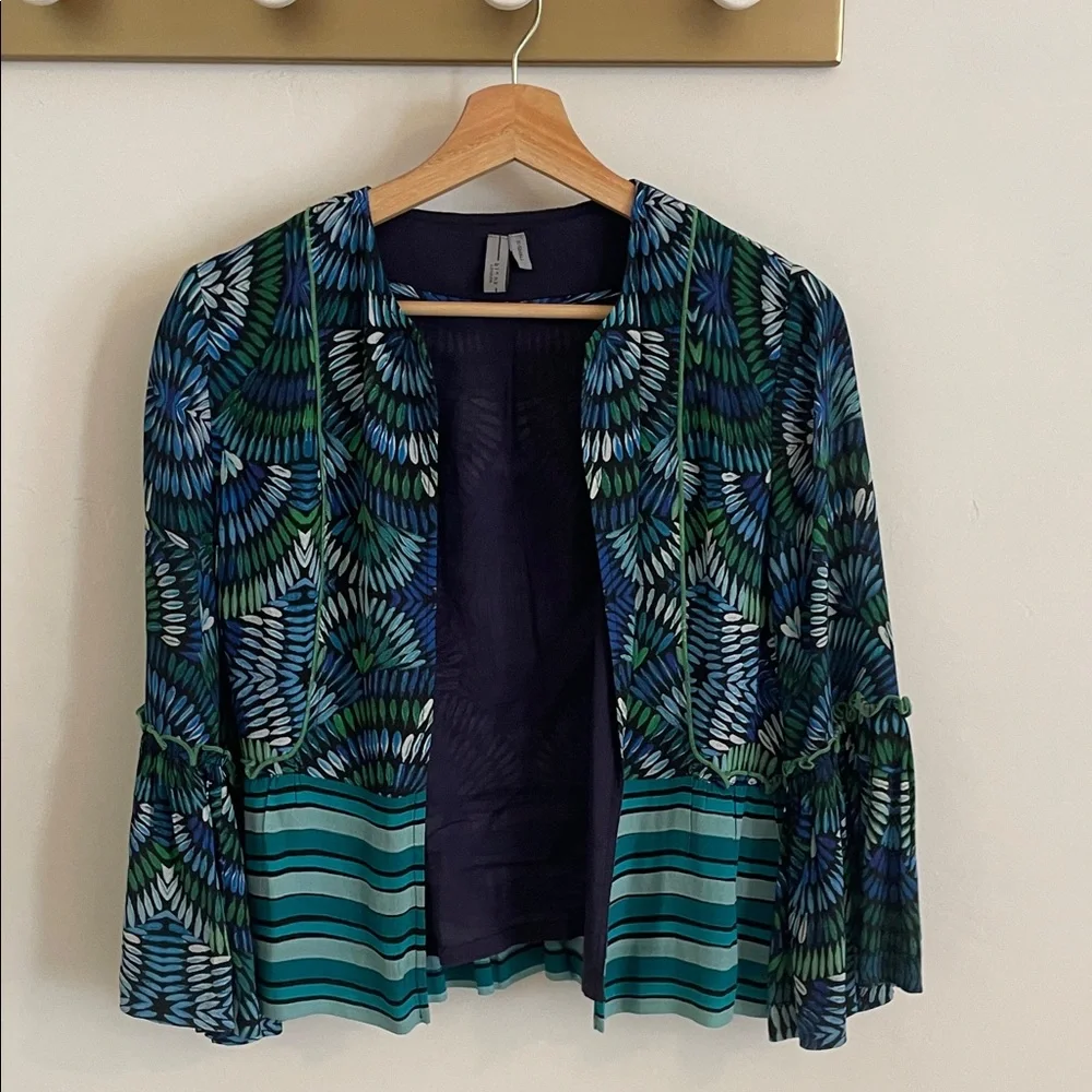 Colorful Patterned Open Front Jacket - Picture 2 of 9